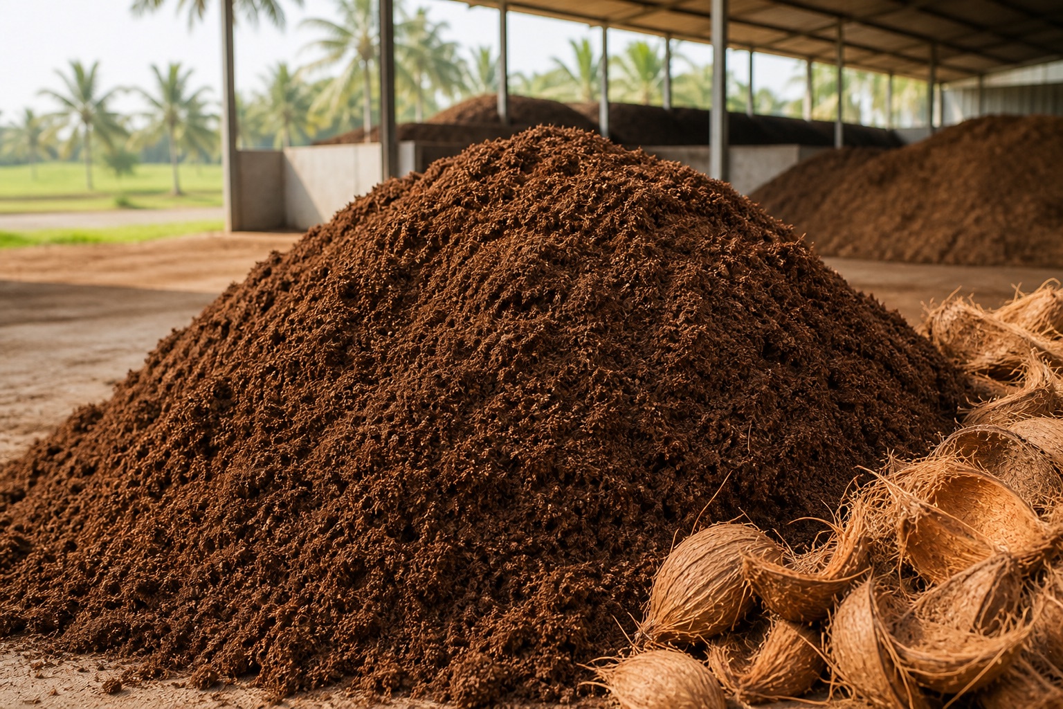 Unwashed High EC coco peat prepared for landscaping and field moisture retention